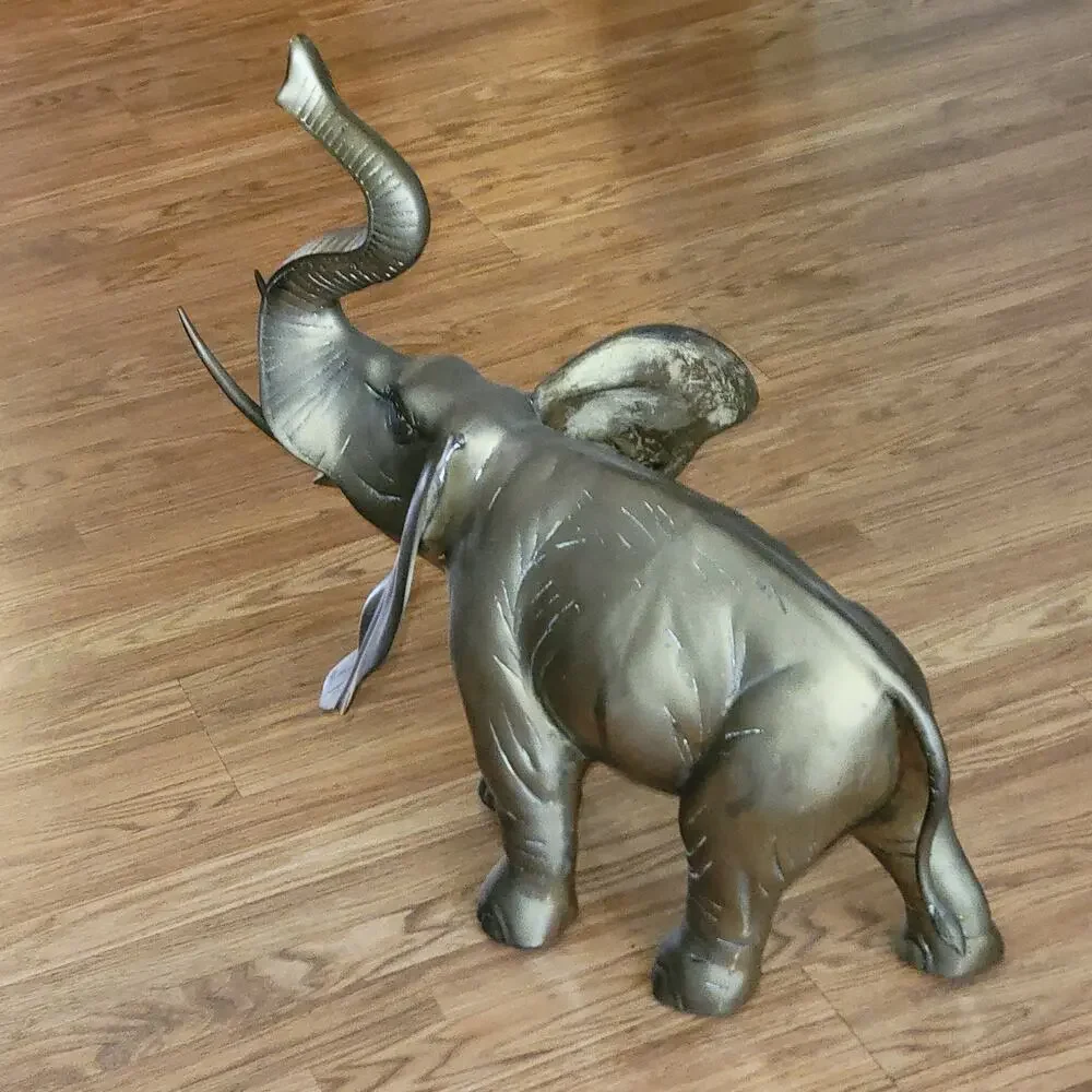 Vintage Brass Elephant Sculpture trunk up Enormous Very Large Heavy Weight 23lb